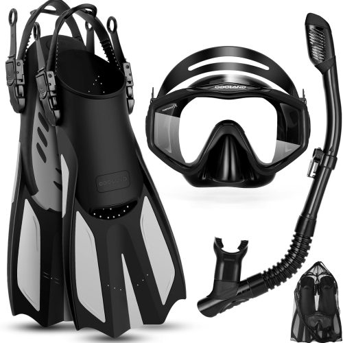 Odoland 4-in-1 Snorkeling Set: Panoramic Mask & Trek Fins Odoland 4-in-1 Snorkeling Set: Panoramic Mask & Trek Fins