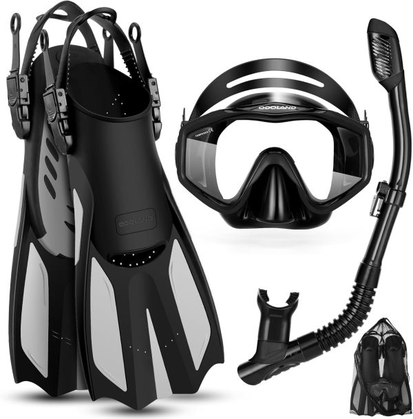Odoland 4-in-1 Snorkeling Set: Panoramic Mask & Trek Fins Odoland 4-in-1 Snorkeling Set: Panoramic Mask & Trek Fins