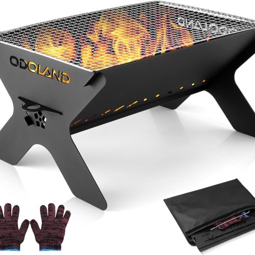 Odoland Portable Folding Campfire Grill & Stainless Steel Grate Odoland Portable Folding Campfire Grill & Stainless Steel Grate
