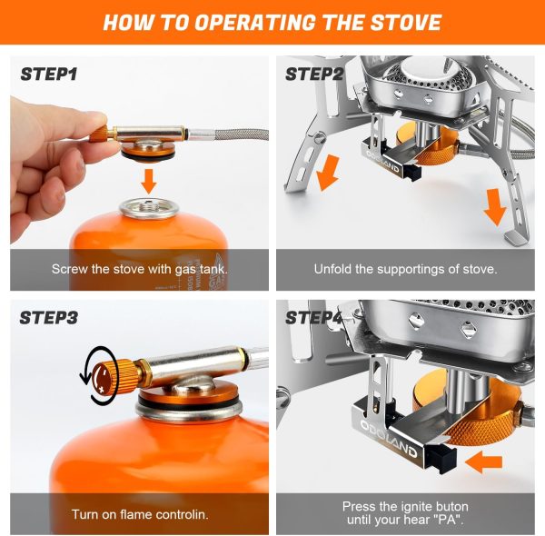 Odoland Portable Windproof Camp Stove for Backpacking & Hiking