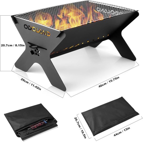 Odoland Portable Folding Campfire Grill & Stainless Steel Grate Odoland Portable Folding Campfire Grill & Stainless Steel Grate