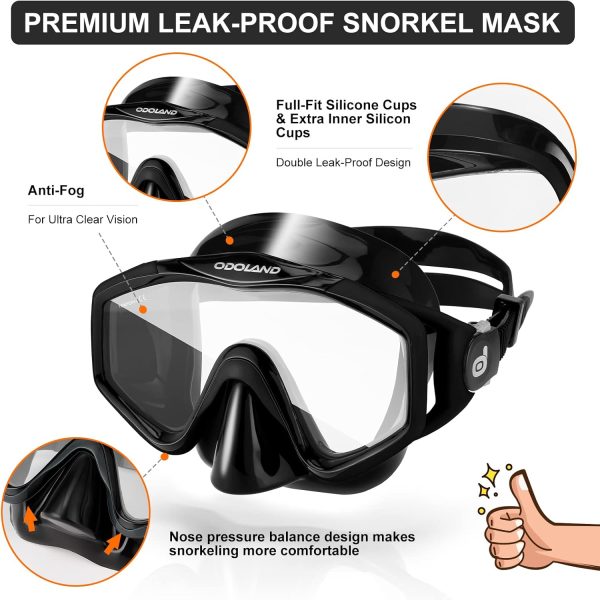 Odoland 4-in-1 Snorkeling Set: Panoramic Mask & Trek Fins Odoland 4-in-1 Snorkeling Set: Panoramic Mask & Trek Fins