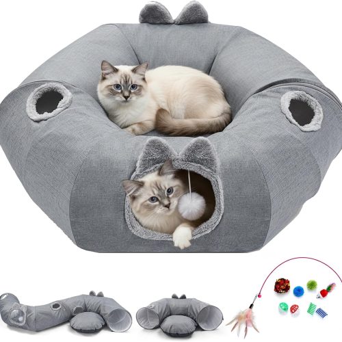 Odoland 2-in-1 S-Shaped Cat Tunnel with Cooling Mat Set Odoland Interactive S-Shaped Cat Tunnel with Cooling Pad